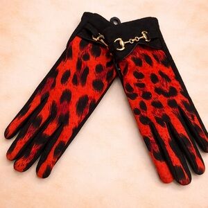 PIA ROSSINI RED AND BLACK STATEMENT GLOVES